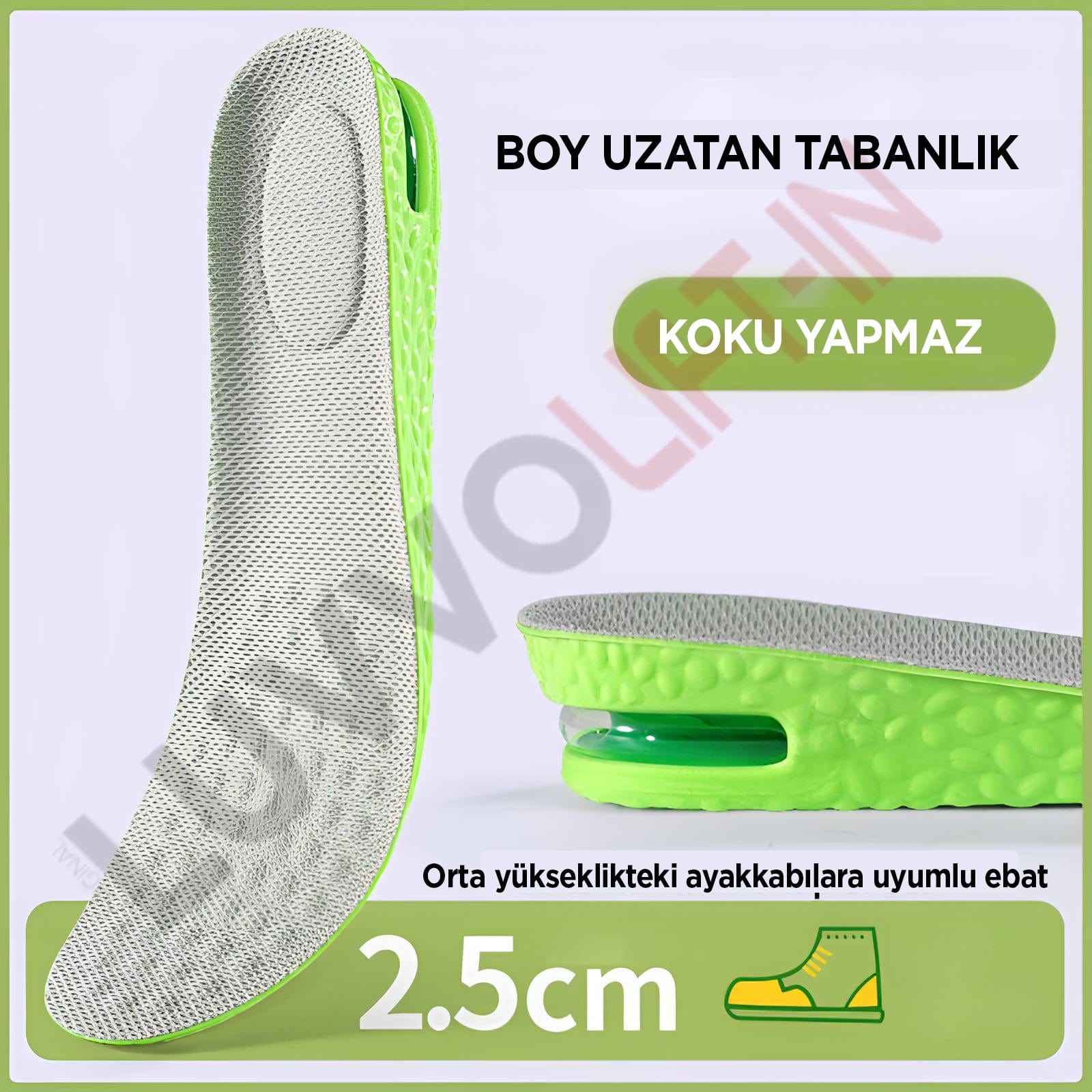 Get Luvvo LuvvoLIFT-IN Spor Ayakkabılar İçin Nefes Alabilen Koku Önleyici Tabanlık