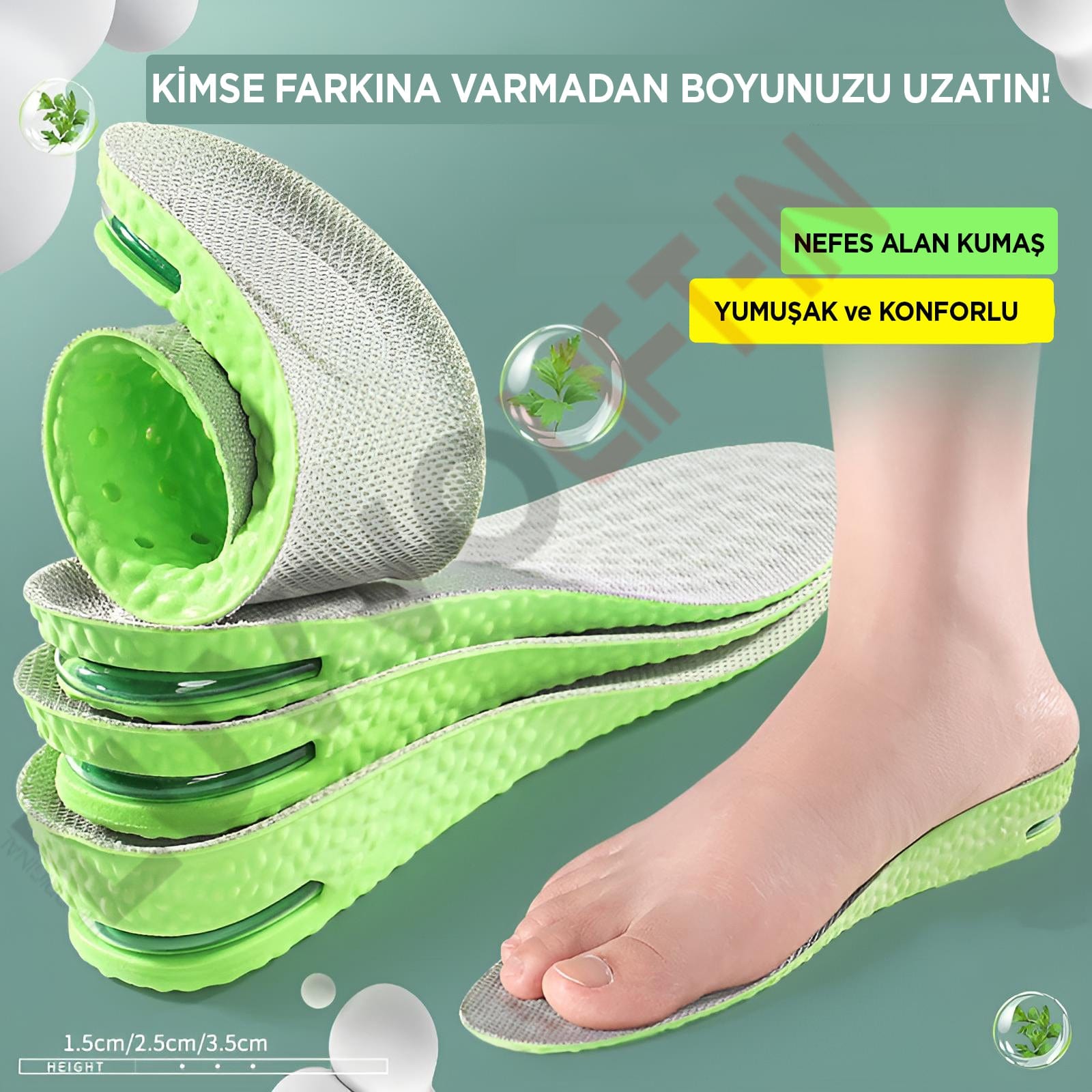 Get Luvvo LuvvoLIFT-IN Spor Ayakkabılar İçin Nefes Alabilen Koku Önleyici Tabanlık