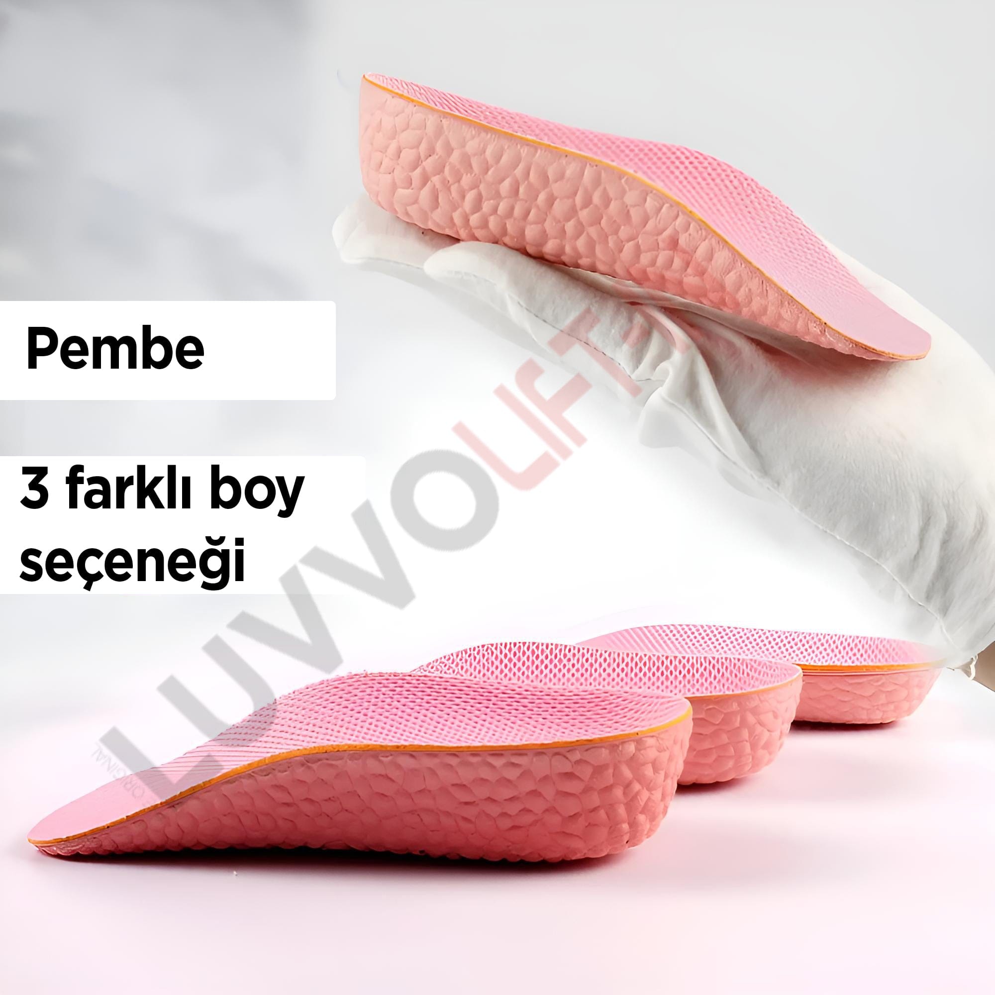 Get Luvvo Pembe - 1 Çift / 1.5 cm LuvvoLIFT-IN Memory Foam Tabanlıklar