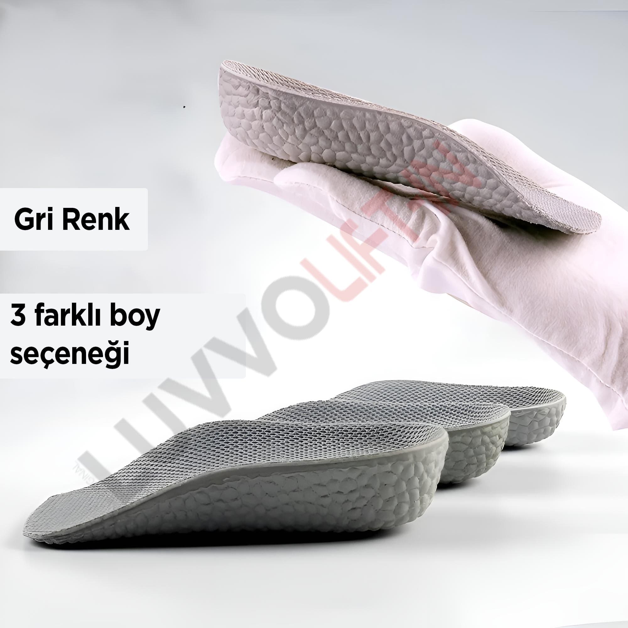 Get Luvvo Gri - 1 Çift / 1.5 cm LuvvoLIFT-IN Memory Foam Tabanlıklar