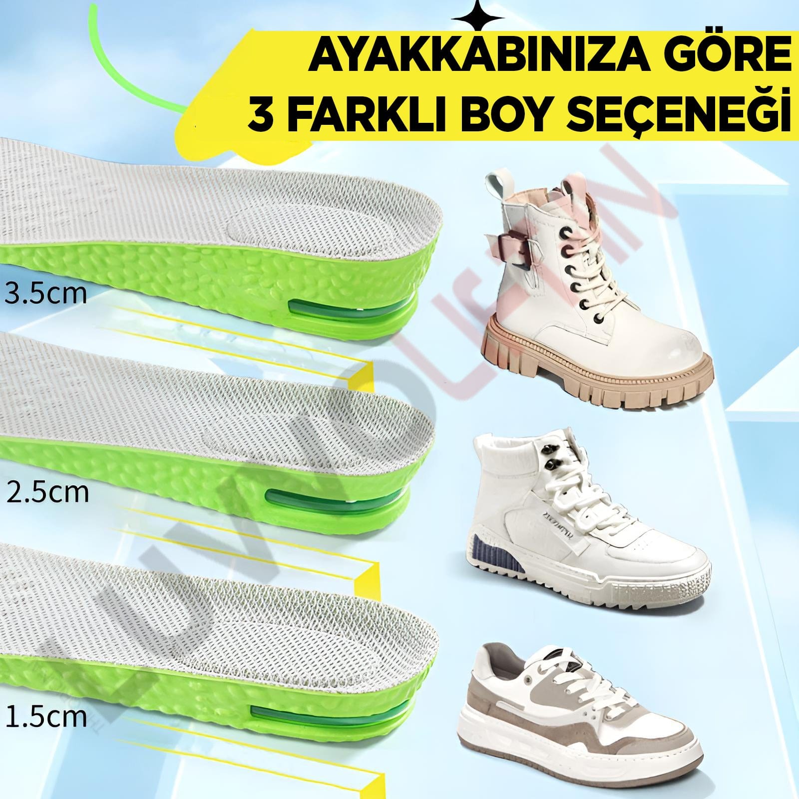 Get Luvvo LuvvoLIFT-IN Spor Ayakkabılar İçin Nefes Alabilen Koku Önleyici Tabanlık